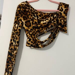 Leopard Print Off-Shoulder Top